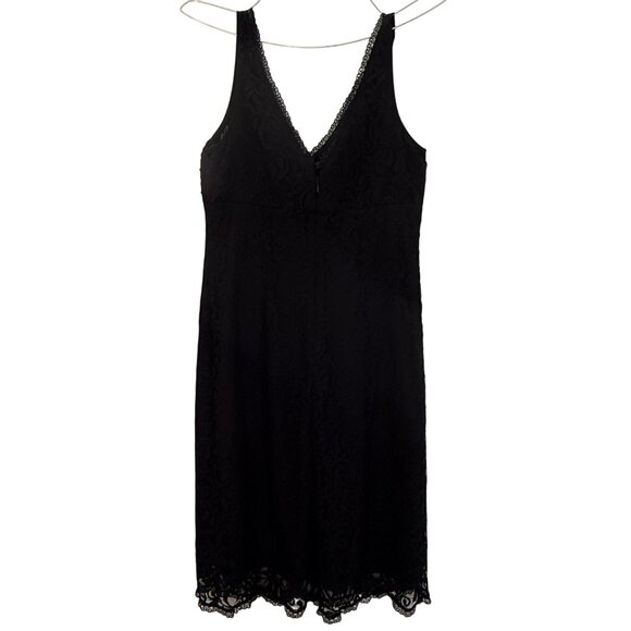 Black Y2K‎ Sleeveless Formal Dress Sequin Lace Bodice Babydoll V Neck & Back 8 - Picture 6 of 11